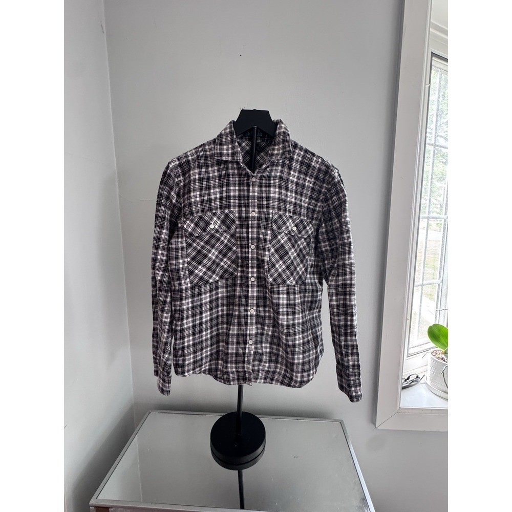 Lauren Ralph Lauren Women's XL Black Plaid Button Up Cotton Western Rodeo